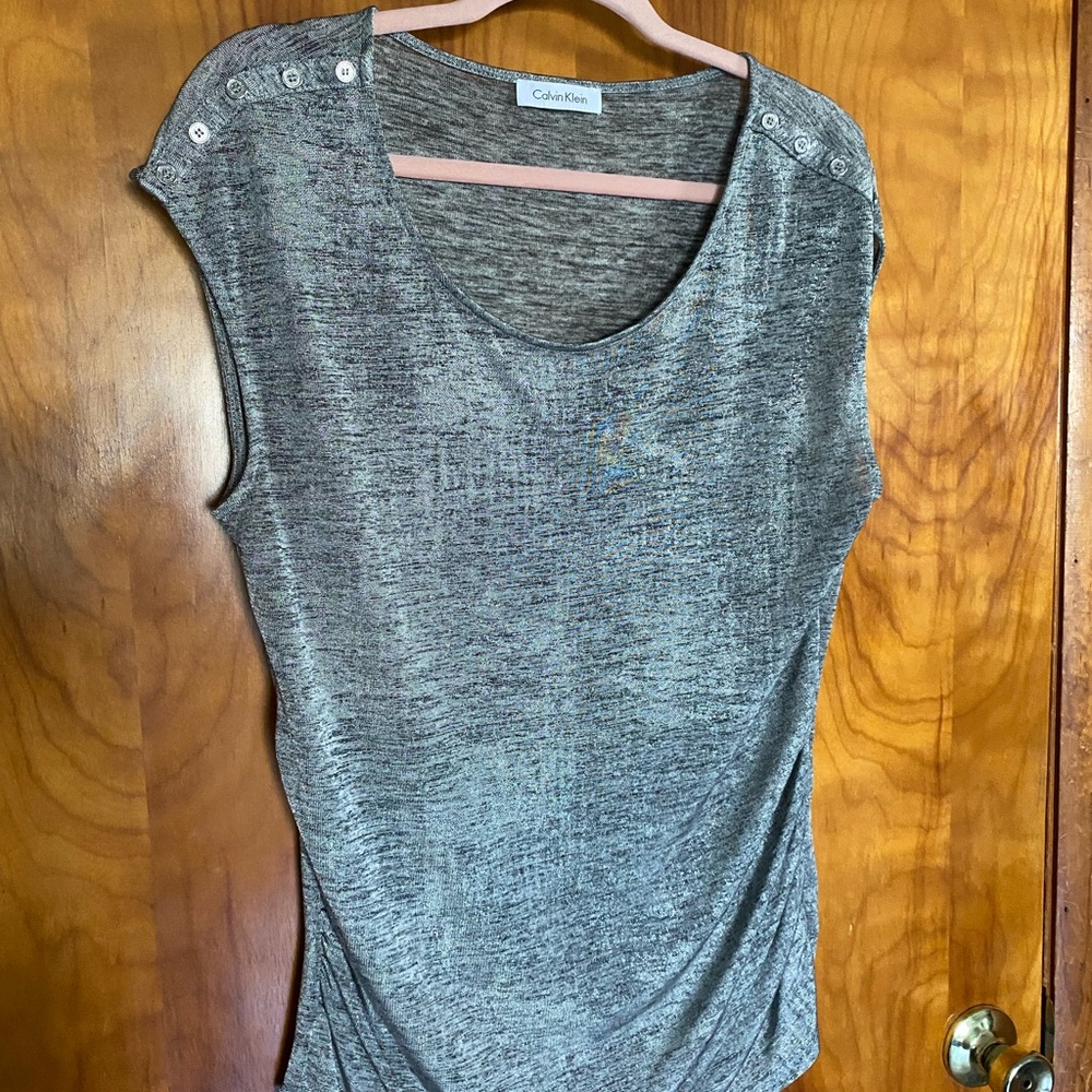 Calvin Klein Heathered Gray Shimmery Women's Blouse